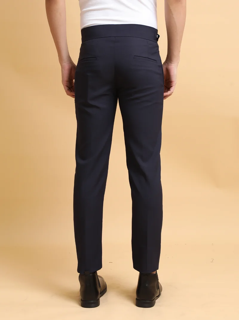 Maniac  Maniac Mens Gurkha Solid Navy Cotton Trouser for Men | Best Price UAE